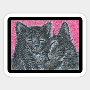 black cat snuggles Sticker